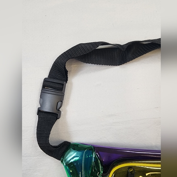 New Orleans Mardi Gras Holographic Fanny Pack 2 Zipper Front Translucent Color - Picture 9 of 12